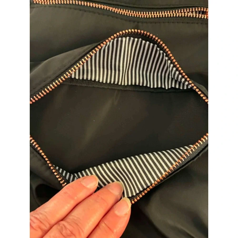 Moda Luxe Dome Backpack‎ Womens Black Rose Gold Hardware Minimalist Travel Purse